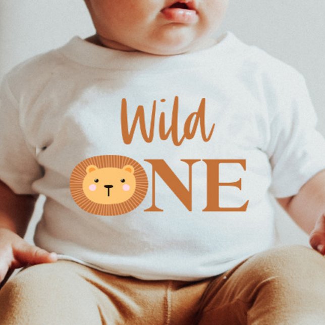 Lion Jungle Safari Animal Wild One 1st Birthday Baby T-Shirt (Creator Uploaded)