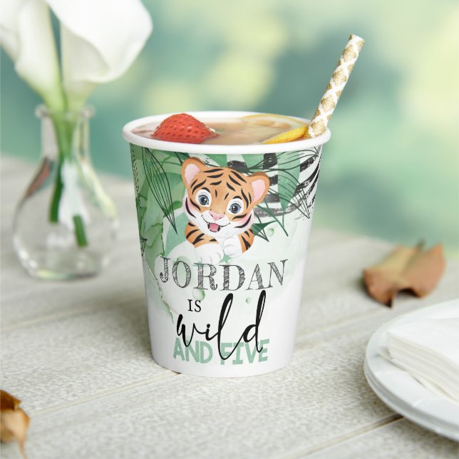 Lion Jungle Wild 5th Birthday Personalised Paper Cups (Insitu)