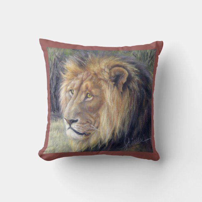 Lion King and Queen 16" x 16" Throw Pillow (Front)