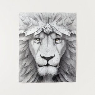 Lion King Animal Wild Nature Illustration Line Art Tapestry