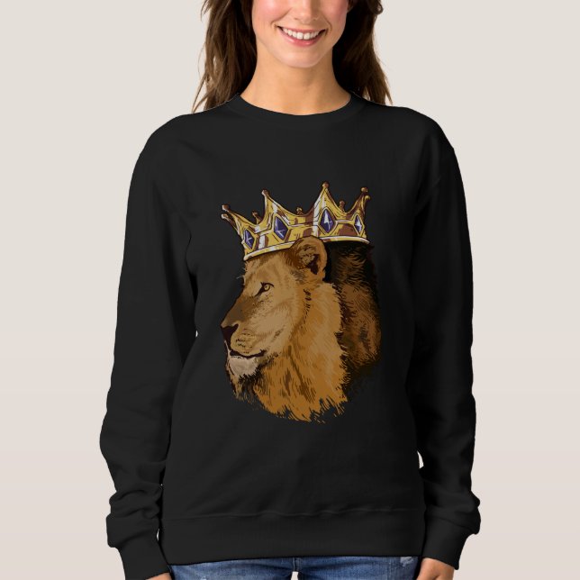 Lion King Crown Big Cat Africa Safari Family Sweatshirt (Front)