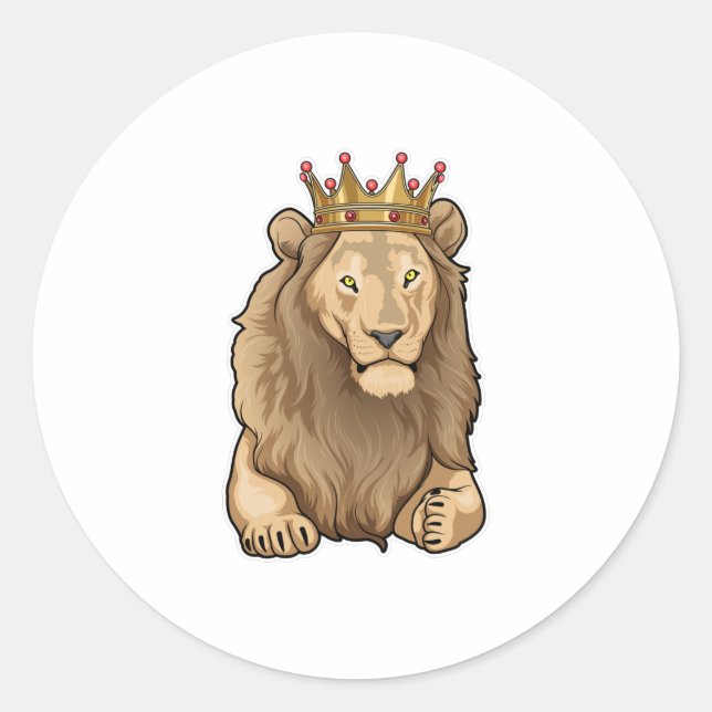 Lion King Crown Classic Round Sticker (Front)