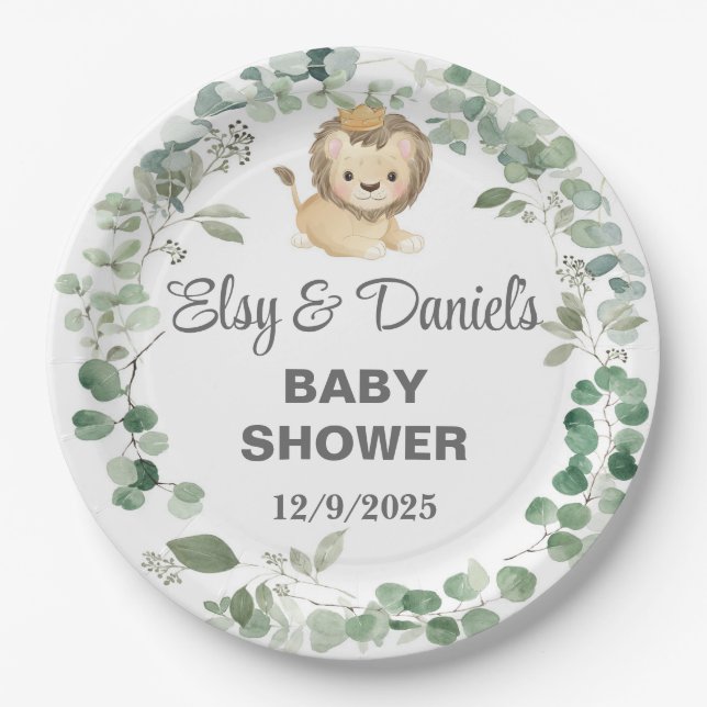 Lion King, Lion Cub baby shower paper plates. Plate (Front)