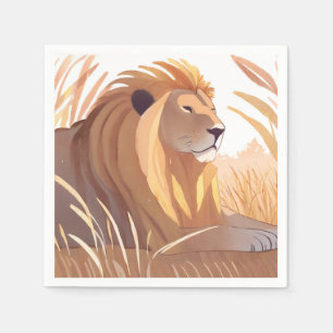 Lion King Male Lion Nature Animal Watercolor Napkin