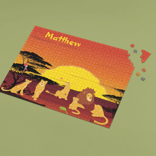 Lion King of Jungle Personalised Africa Jigsaw Puzzle
