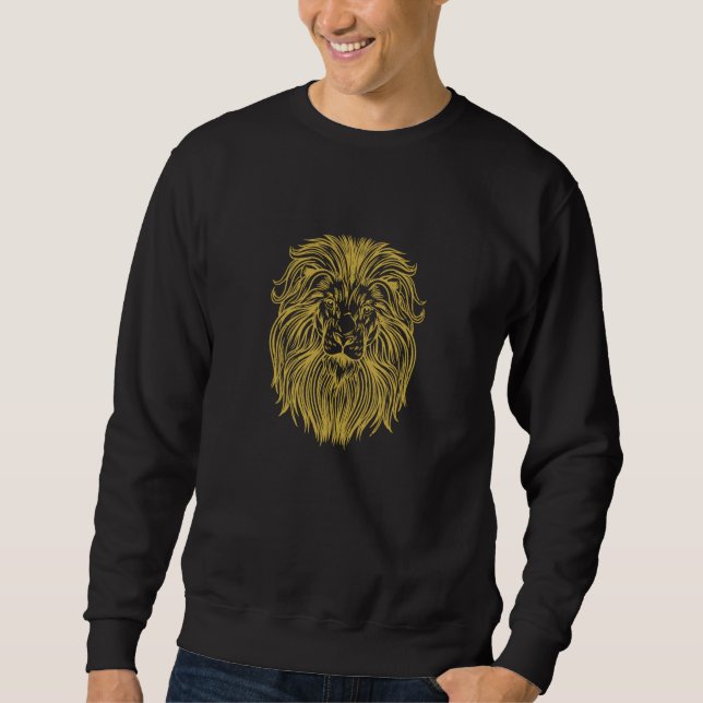 Lion King of Predators Lions Tanzania Lion's Head Sweatshirt (Front)