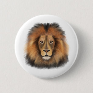 lion king of the jungle realistic male watercolor 6 cm round badge