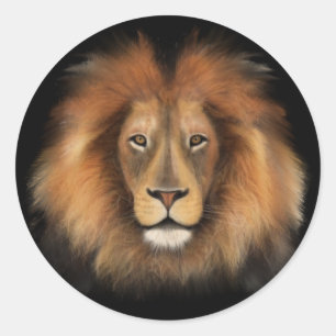 lion king of the jungle realistic male watercolor classic round sticker