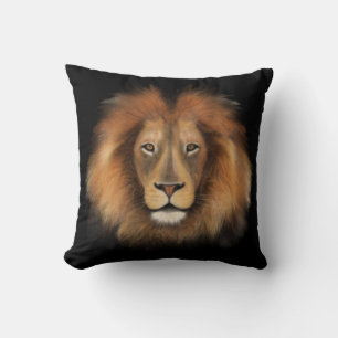 lion king of the jungle realistic male watercolor cushion