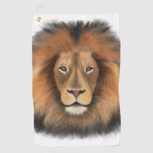 lion king of the jungle realistic male watercolor golf towel