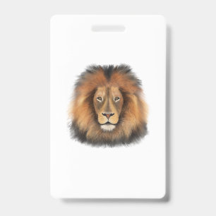 lion king of the jungle realistic male watercolor ID badge