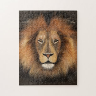 lion king of the jungle realistic male watercolor jigsaw puzzle