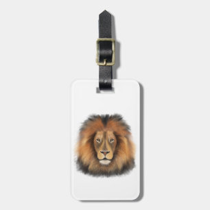 lion king of the jungle realistic male watercolor luggage tag