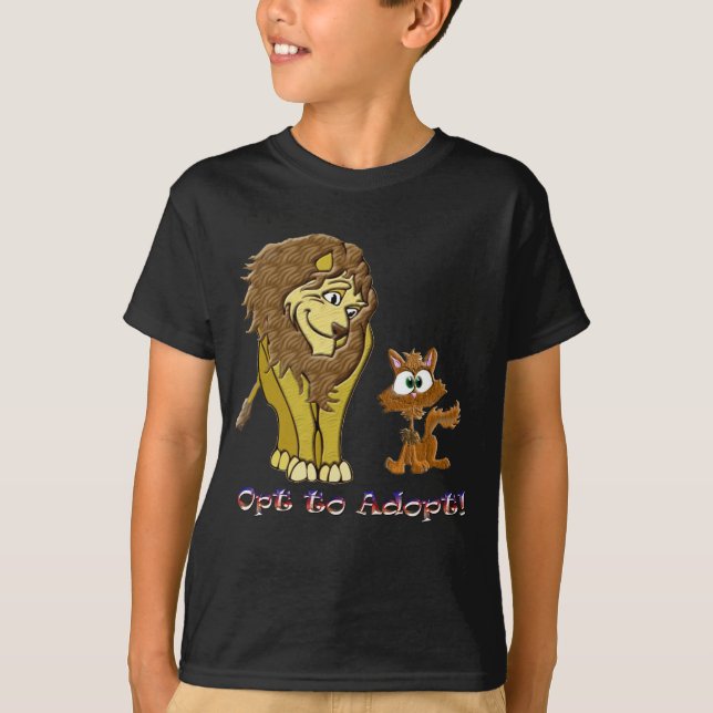 Lion & Kitty Cartoon T-Shirt (Front)