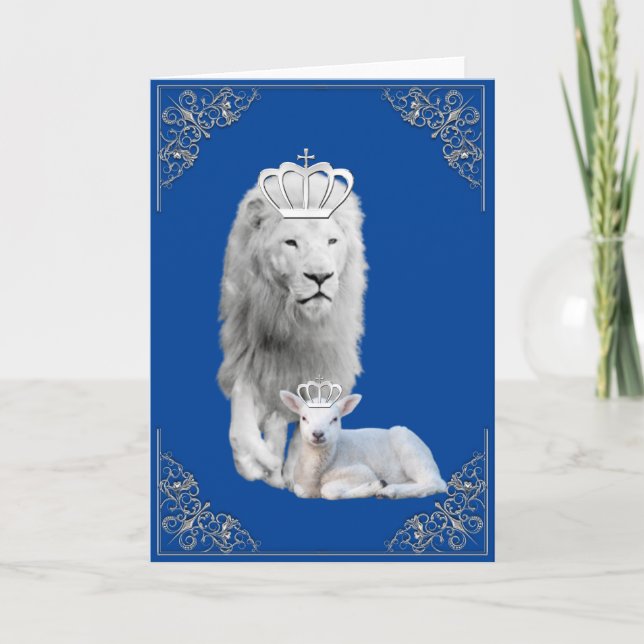 Lion & Lamb Looking Foward To Heaven Greeting Kard Card (Front)
