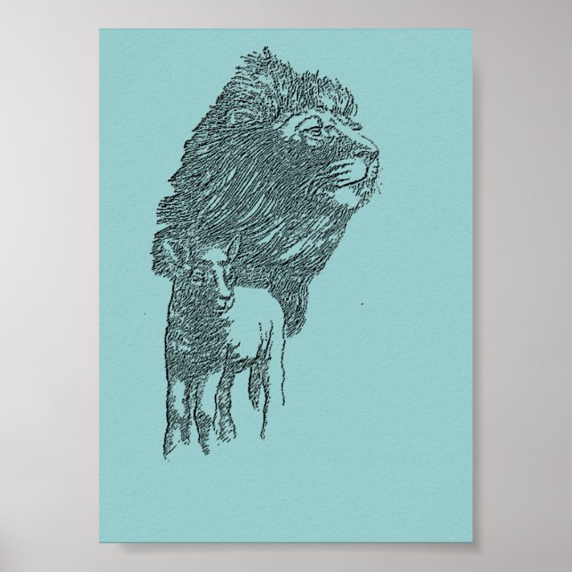 Lion & Lamb Pencil Classic Poster Art (Front)