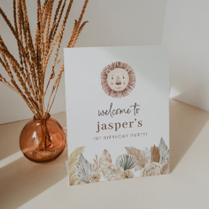 Lion Leaf Neutral Welcome Poster Pedestal Sign