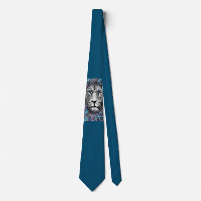lion leo blue  tie (Front)