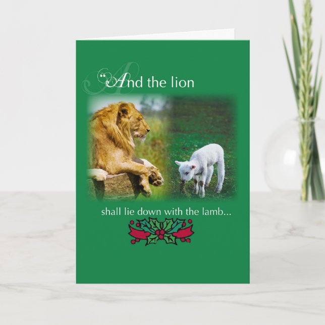 Lion Lie Down with Lamb, Peace Christmas Card (Front)