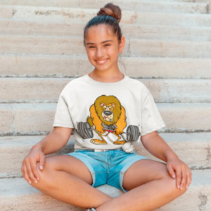 Lion Lifing Weights Girls T-Shirt