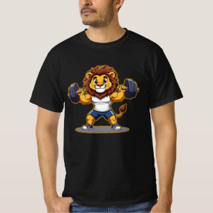 Lion Lifting Light Weights – Cute Gym Animal Illus T-Shirt