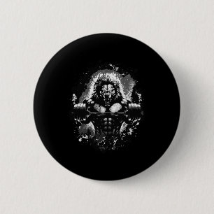 Lion Lifting Weights Gym Beast Workout Muscles Bod 6 Cm Round Badge