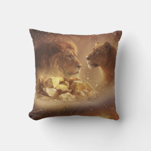 Lion & Lioness Gold Glow — Pillow