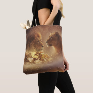Lion & Lioness Gold Glow — Tote Bag