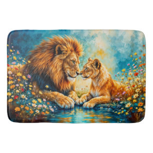 Lion Lioness wild cats nature love wildlife Bath Mat