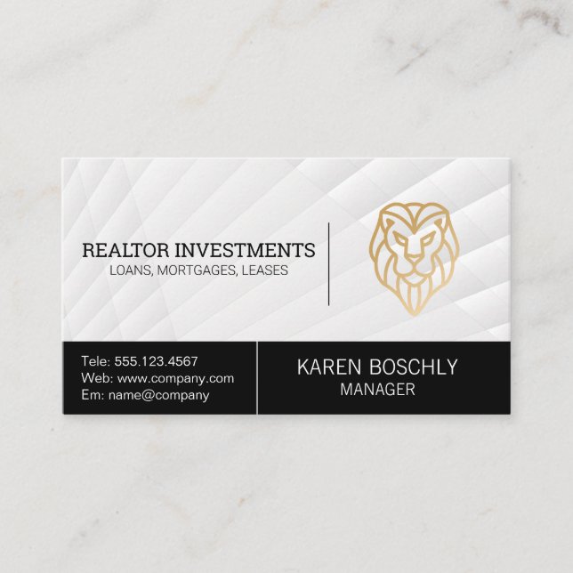Lion Logo Golden Business Card (Front)