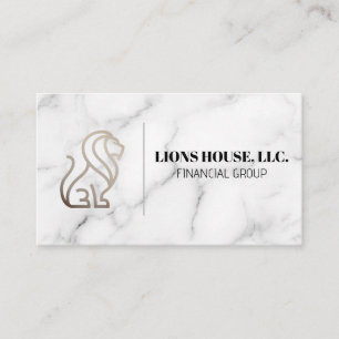 Lion Logo White Marble Business Card