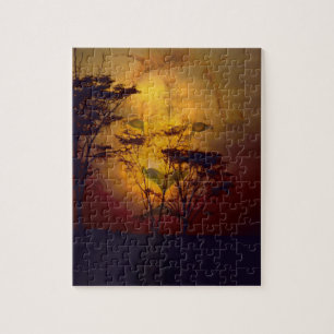 Lion Looking Over African Sunset Jigsaw Puzzle