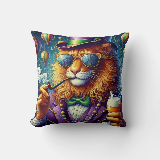 Lion/Louisiana Mardi Gras  Cushion (Front)