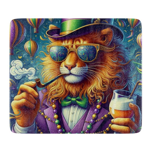 Lion/Louisiana Mardi Gras  Cutting Board (Front)