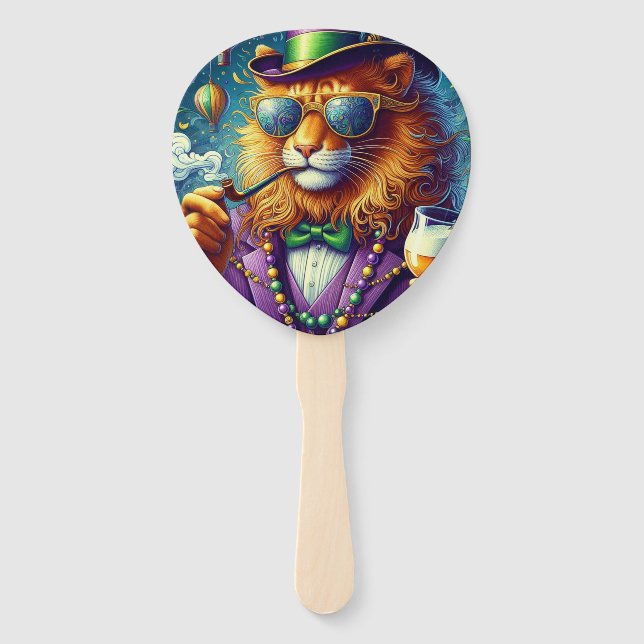Lion/Louisiana Mardi Gras  Hand Fan (Front)