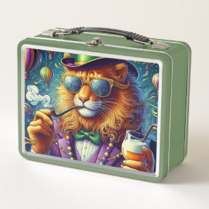 Lion/Louisiana Mardi Gras  Metal Lunch Box