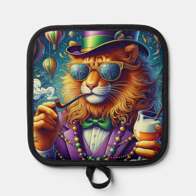Lion/Louisiana Mardi Gras  Pot Holder (Front)