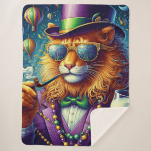 Lion/Louisiana Mardi Gras Sherpa Blanket