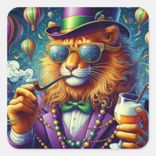 Lion/Louisiana Mardi Gras Square Sticker
