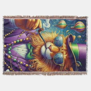 Lion/Louisiana Mardi Gras Throw Blanket