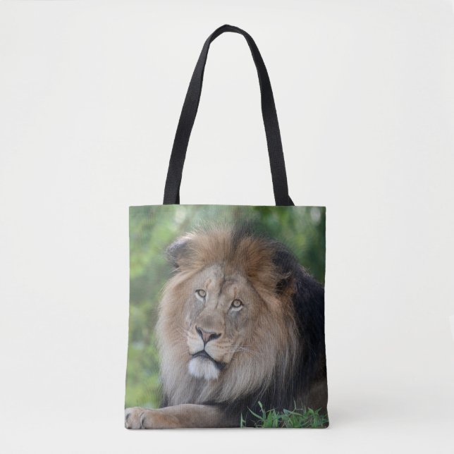 Lion Lounging in a Forest Tote Bag (Front)