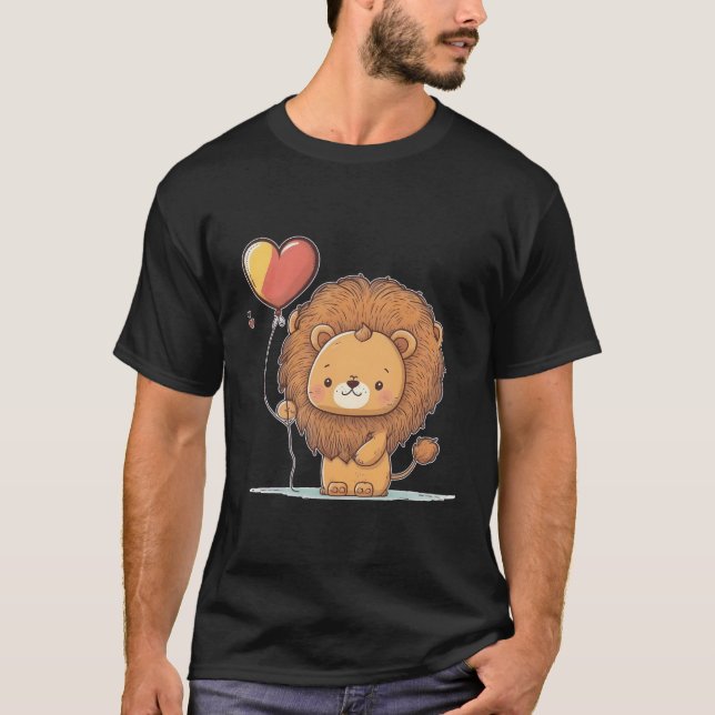 Lion Love Heart For Valentines Day On Lion Lover T-Shirt (Front)
