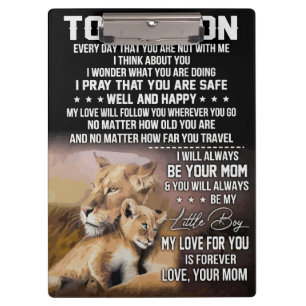 Lion Lover To My Son Lion Clipboard