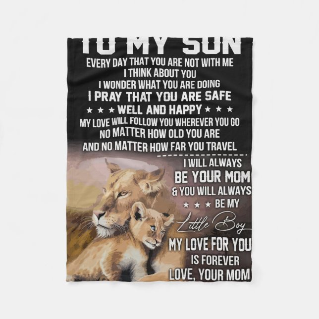 Lion Lover To My Son Lion Fleece Blanket (Front)