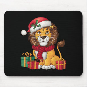 Lion Lover Xmas Holiday Santa Lion Christmas  Mouse Pad