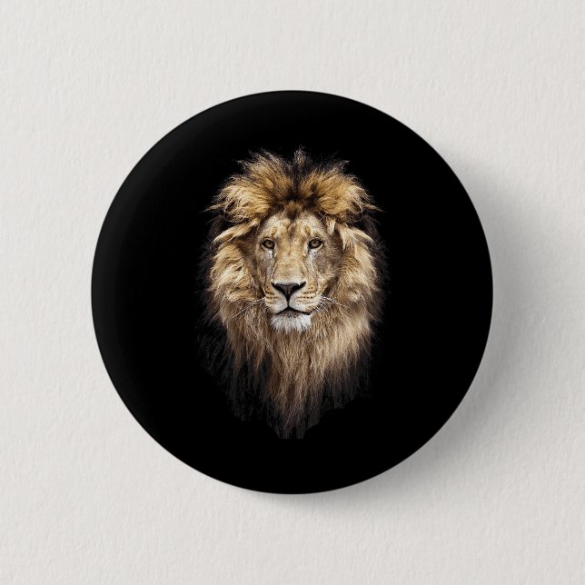 Lion Main Animal Face Big Cat  6 Cm Round Badge (Front)