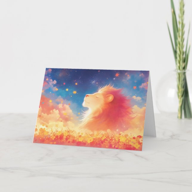 Lion Majesty Under a Starry Sky Card (Front)