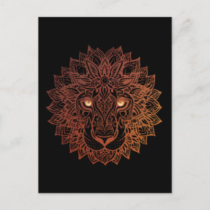 Lion Mandala Ornamental, Hand Drawn Lion Mandala Postcard