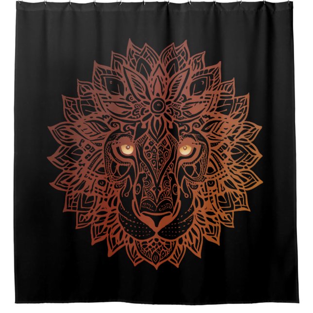Lion Mandala Ornamental, Hand Drawn Lion Mandala Shower Curtain (Front)