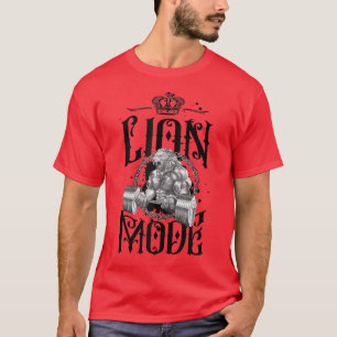 Lion Mode Workout Beast Lifting Weights Gym Fitnes T-Shirt